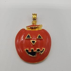 Orange enamel Jack-o-lantern pin. 1995 BG stamped